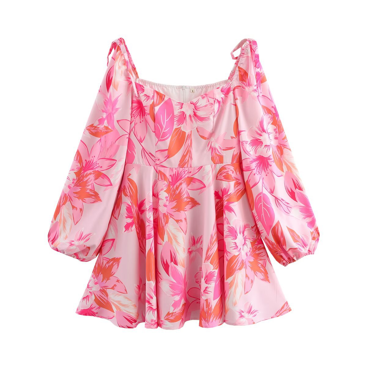 Variant image for Kvinna A-Linje Klänning Blommönster Polyester-1