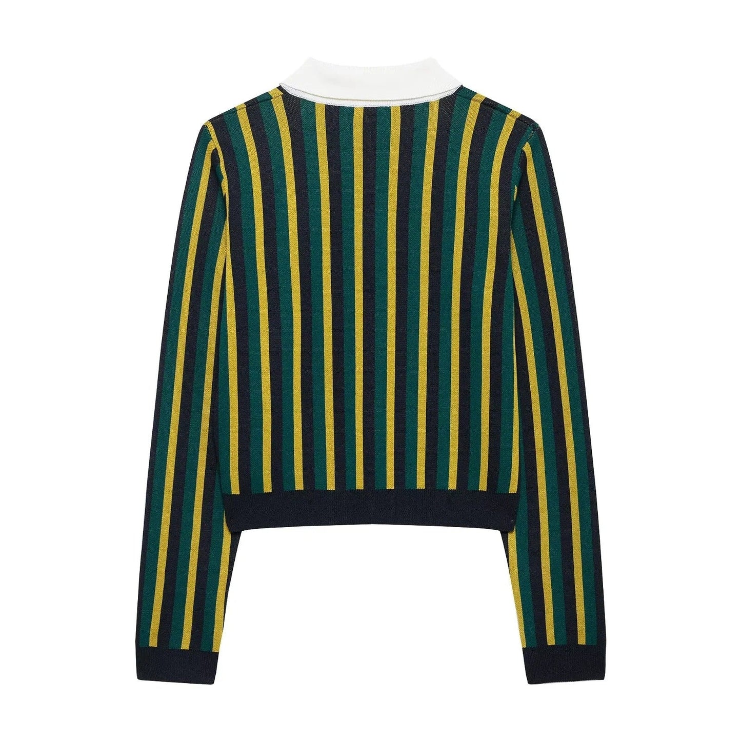 Dam Polotröja Randig Bomull Figur-huggande Stil 2