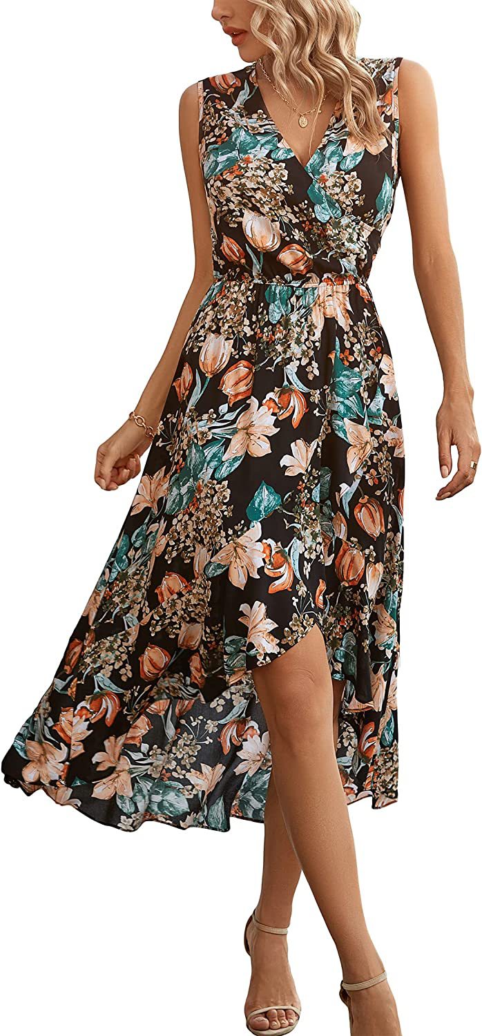 Dam Klänning Wrap Back Lätt Material V-Ringning Ärmlös Fina Dam Klänningar 1