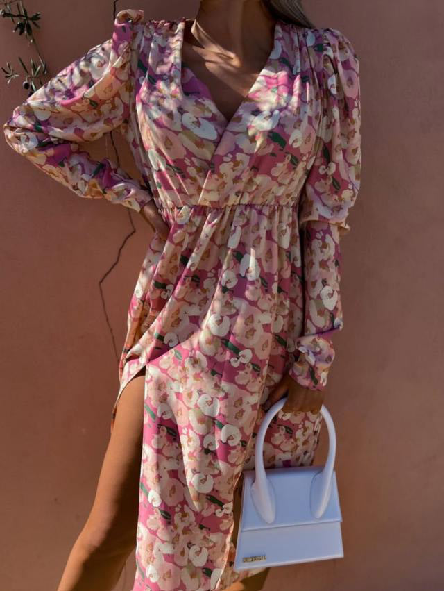 Variant image for Kvinna Midi Klänning V-hals Asymmetrisk Polyester-25