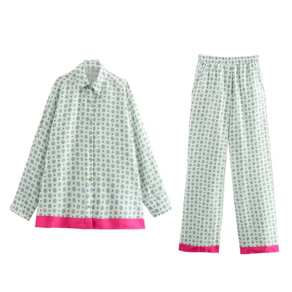 Herr Pyjamas Set Långärmad Punkttryck Mjuk Bomull-2