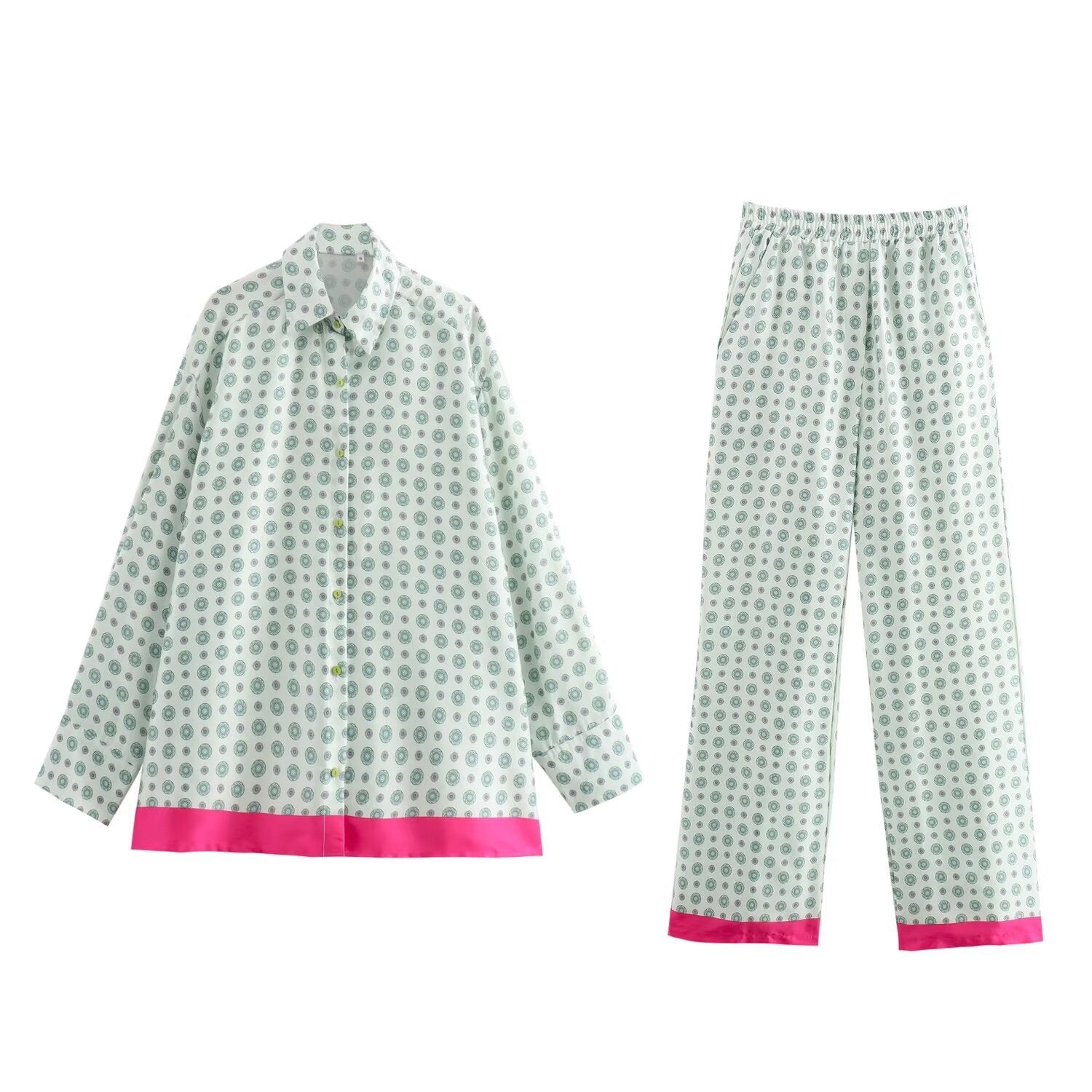 Variant image for Herr Pyjamas Set Långärmad Punkttryck Mjuk Bomull-9