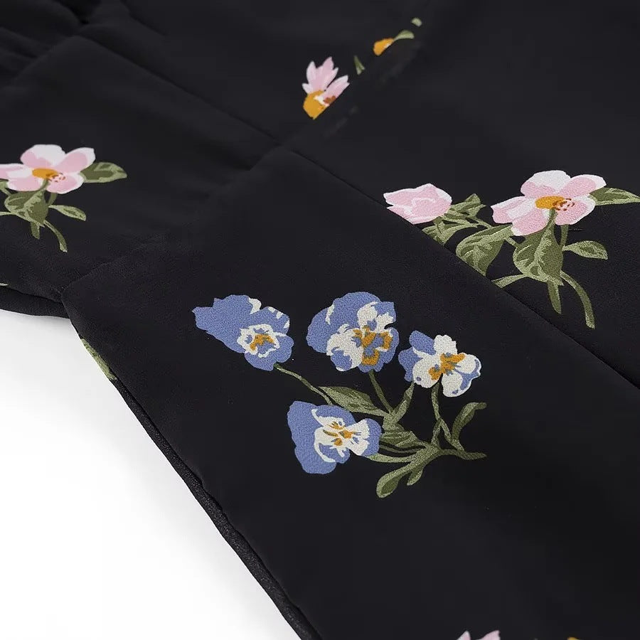 Maxiklänning Dam Blommig Puffärm Lätt Tyg 4