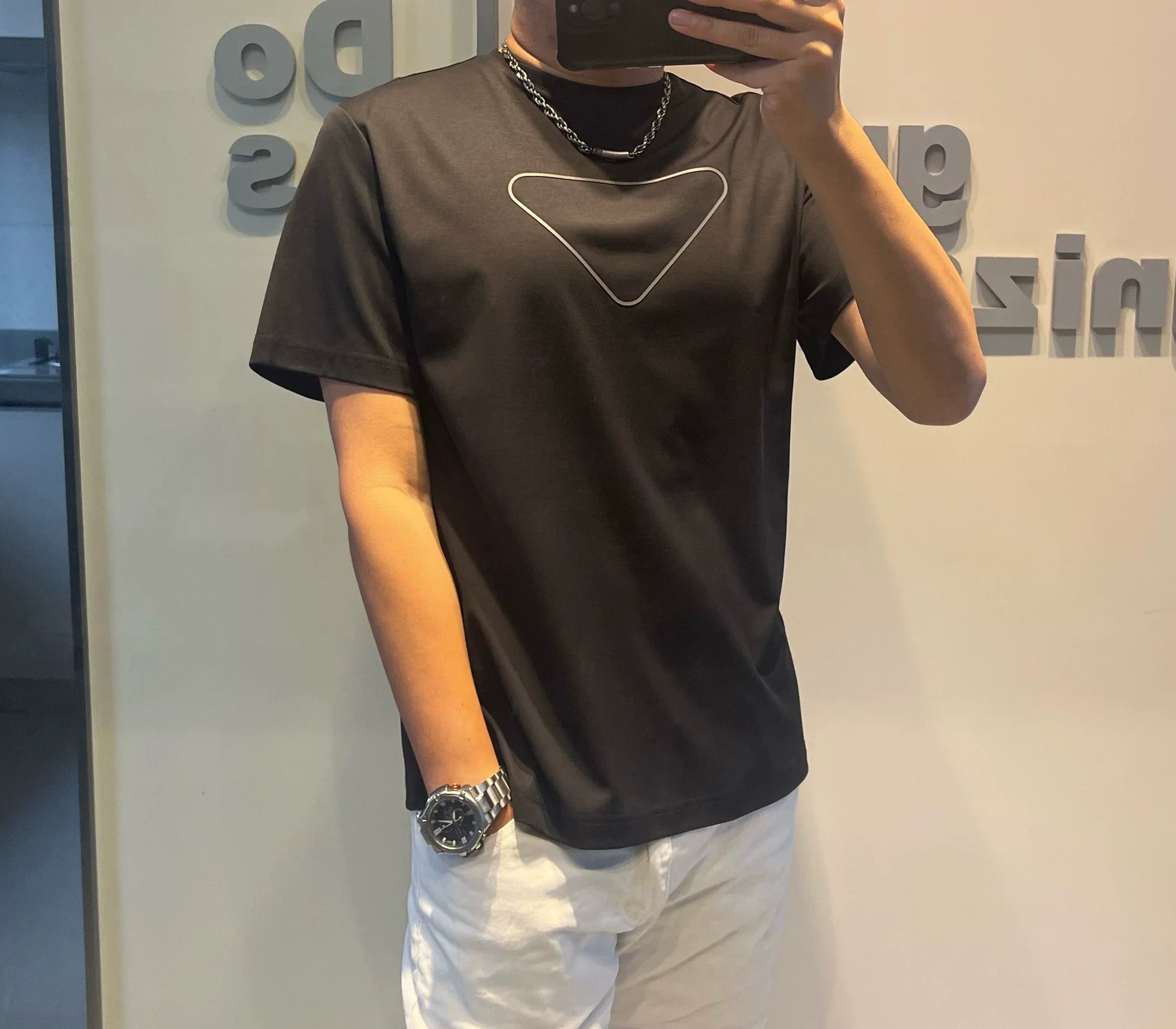 Herr T-Shirt Geometriska Mönster Kvalitets Bomull-2