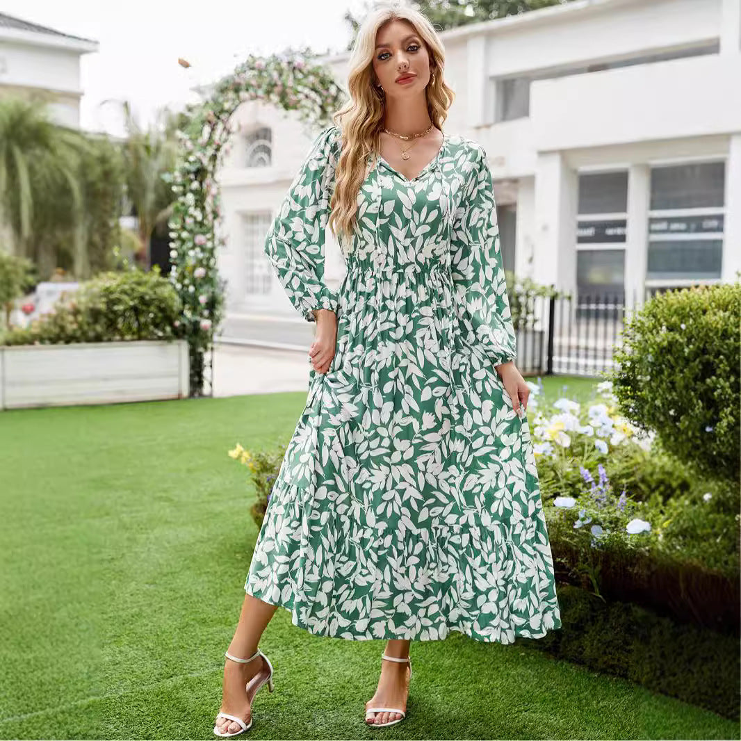 A-linjeformad Dam Klänning i Tryckt Polyester för Fina Tillfällen – Eleganta Damklänningar för Sommarens Evenemang 4