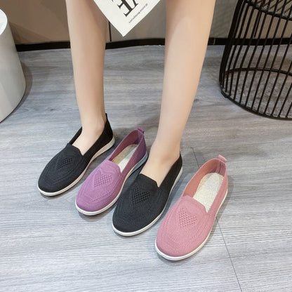 Kvinnors Slip-On Sneakers Andningsbart Stickat Gummi 4