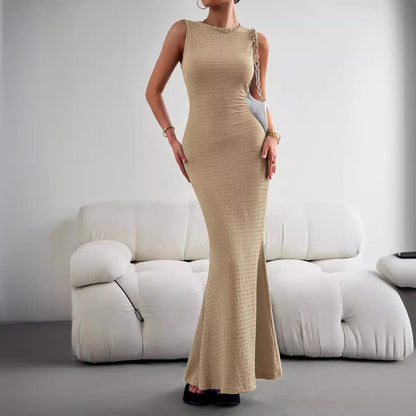 Maxiklänning Dam Elegant Lång Polyester Hög Midja-3