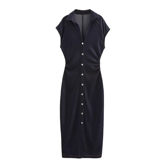 Kvinnors Midi Klänning A-Linje Polyester Ärmellös-1