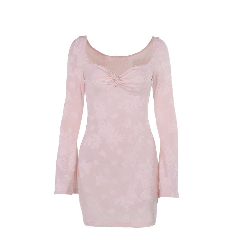 Kvinnors Miniklänning Transparent Topp Blommiga Detaljer Elastiskt Tyg-6