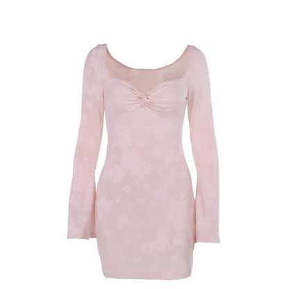 Kvinnors Miniklänning Transparent Topp Blommiga Detaljer Elastiskt Tyg-6