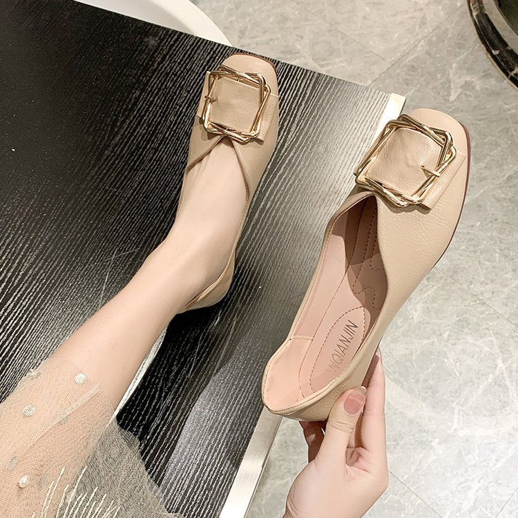 Kvinnors Ballerinaskor Dekorativt Spänne Läder-3