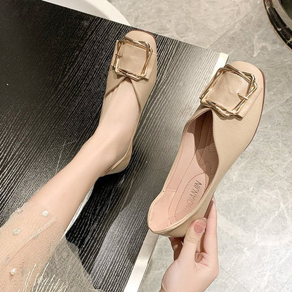 Kvinnors Ballerinaskor Dekorativt Spänne Läder-3