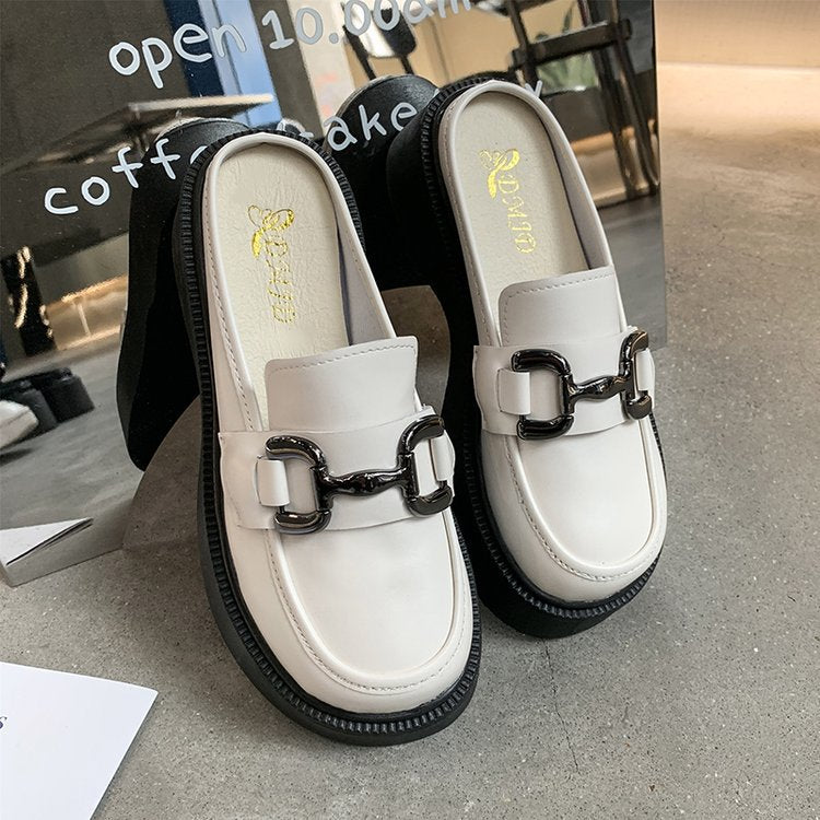 Kvinnors Platå Mules Elegant Spänne Syntetiskt Läder-5