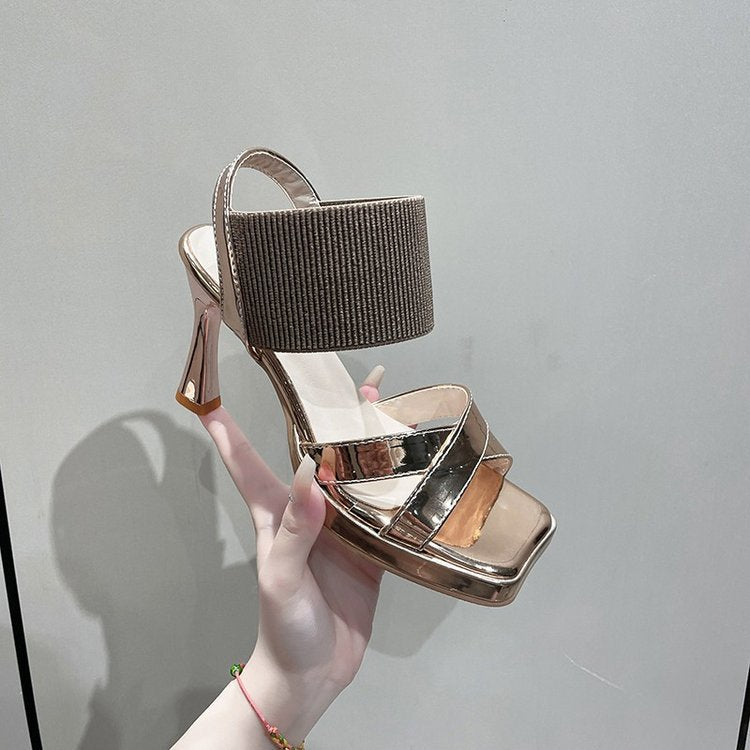 Dam Platå Sandaler Bred Rem Hög Häl Syntetisk 5