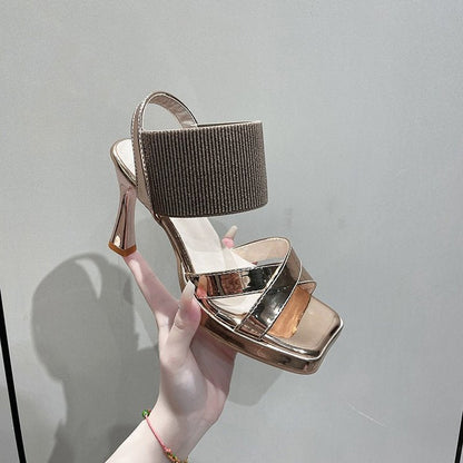 Dam Platå Sandaler Bred Rem Hög Häl Syntetisk 5