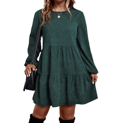 Kvinnors Miniklänning med Voluminösa Ärmar och Cirkulär Halsringning – Mjukt Tyg för Vardag och Fest 6