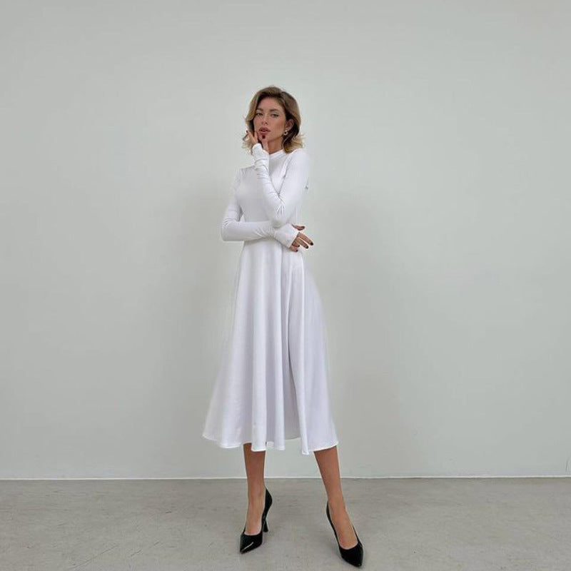 Fina Dam Klänningar Långärmad Elegant Andningsbart Tyg 4