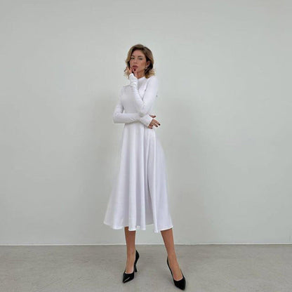 Fina Dam Klänningar Långärmad Elegant Andningsbart Tyg 4