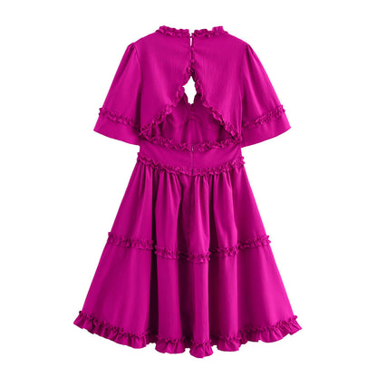 Kvinna A-Line Klänning Rüschenspitze Högkvalitativt Tyg-3