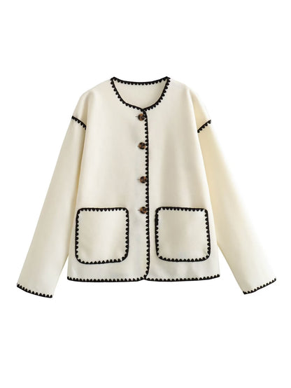 Kvinnors Kort Rock Fleece med Färgblock Chenille-1