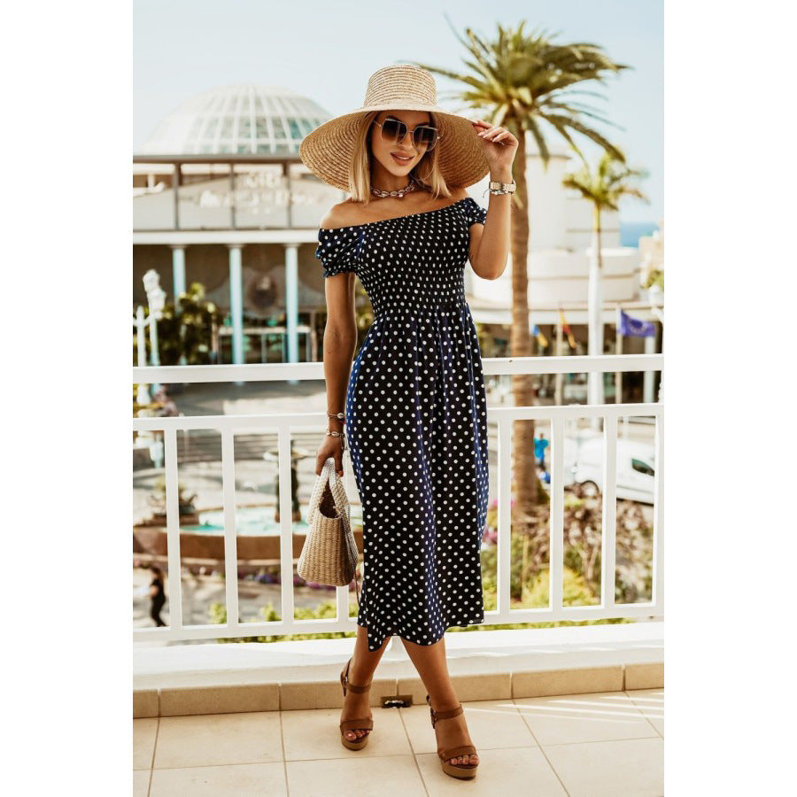 Kvinnors A-linjeformad Klänning Kortärmad Polyester med Tryck-5