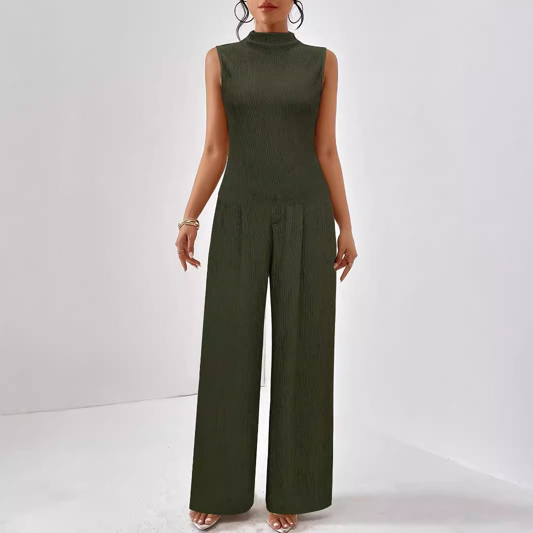 Kvinnors Jumpsuit Höghalsad Ribbad Elastisk Tyg 3