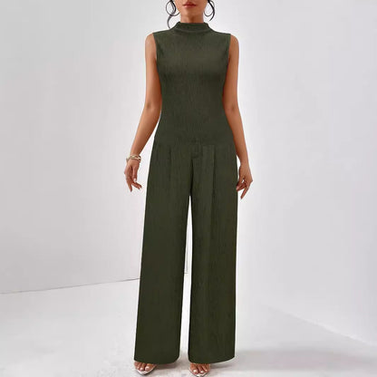 Kvinnors Jumpsuit Höghalsad Ribbad Elastisk Tyg 3