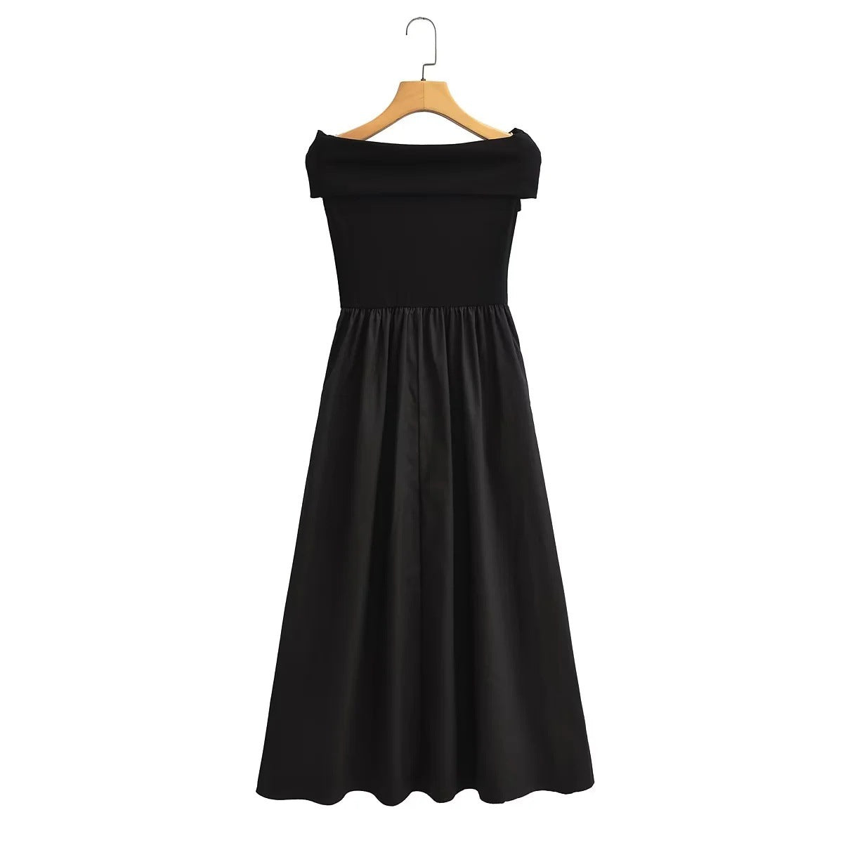 Dam Maxiklänning Vattenfallshalsring Andningsbart Tyg Svängande Kjol-3