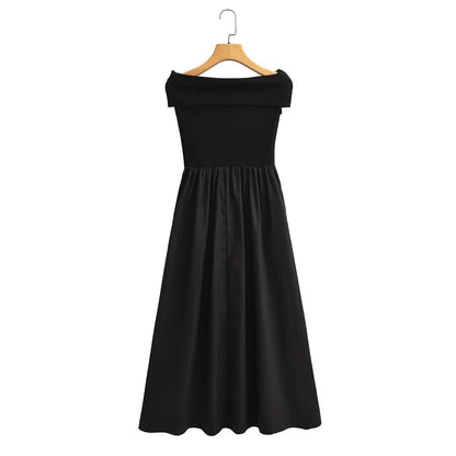 Dam Maxiklänning Vattenfallshalsring Andningsbart Tyg Svängande Kjol-3