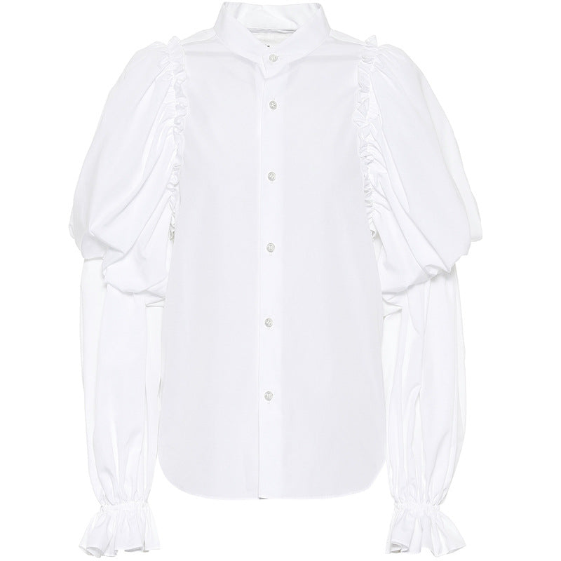 Dam Långärmad Skjorta Med Krage Polyester Tidlös Stil-5