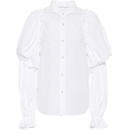 Dam Långärmad Skjorta Med Krage Polyester Tidlös Stil-5