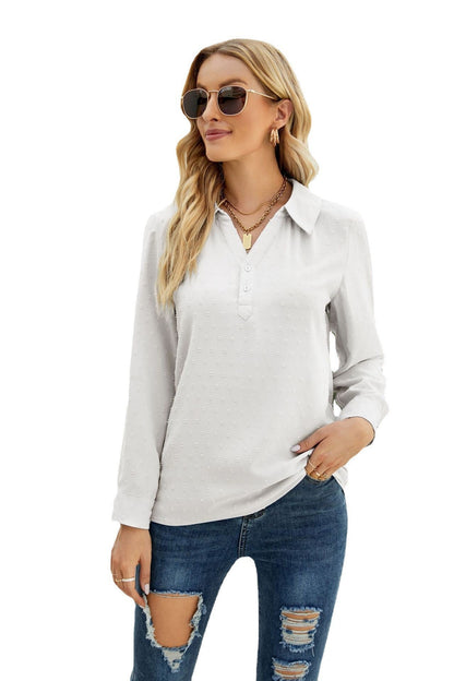 Kvinnors Långärmad Topp Standhals Jacquard Polyester-1