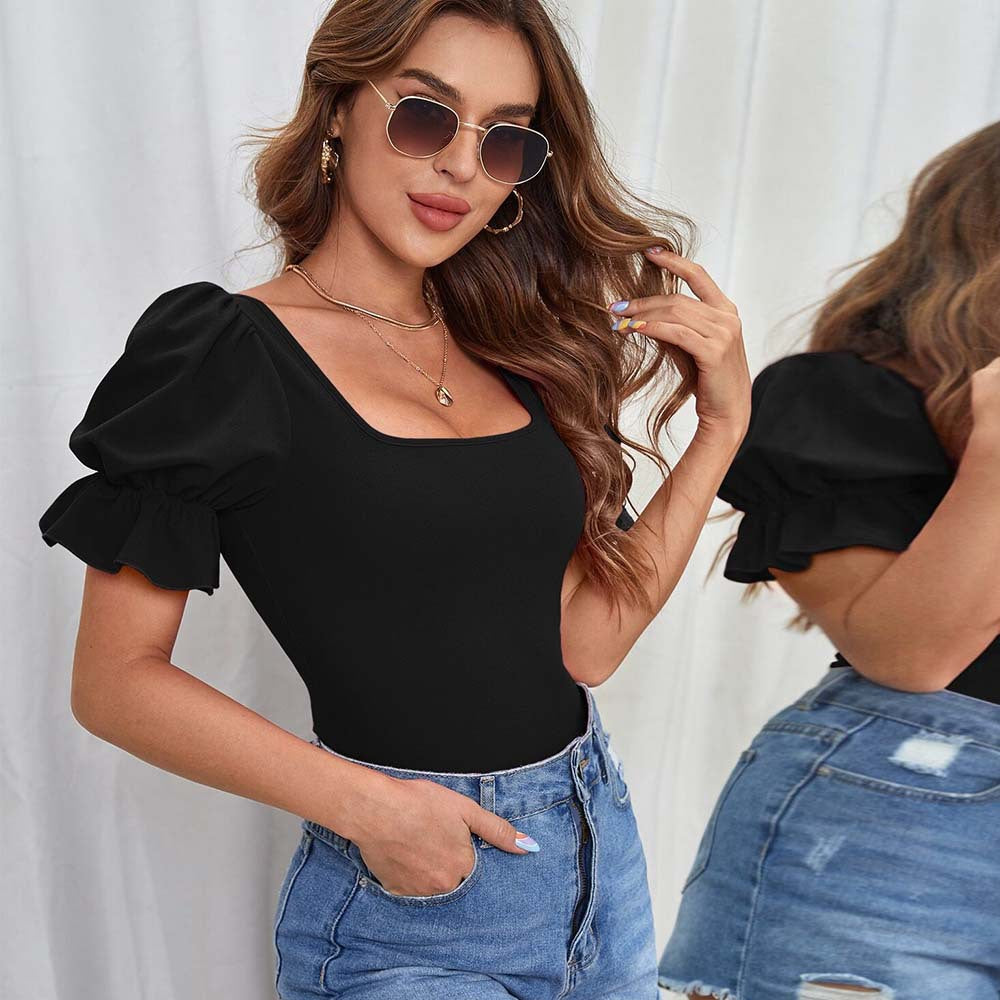 Dam Jumpsuit Slim Fit Hög Midja Icke-Elastiskt Tyg-4