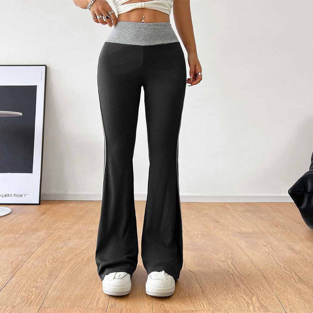 Kvinnors Bootcut Loungebyxor Hög Midja Mjukt Elastiskt Tyg-4