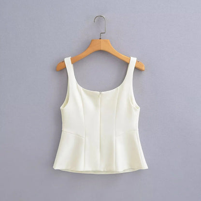 Dam Topp Strukturerad Design Polyester Bekväm Passform-2