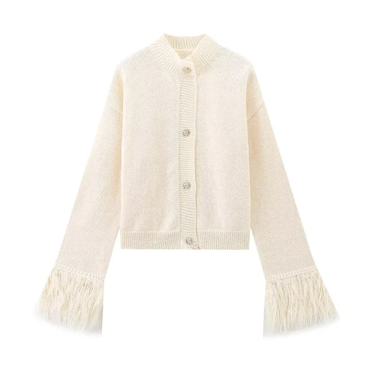 Damkofta med Fransade Ärmar i Mjuk Material – Elegant och Bekväm för Vardags- och Festlook 1