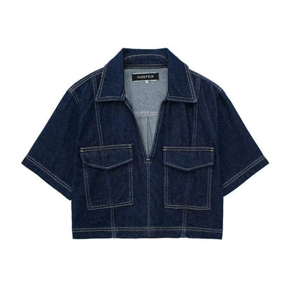 Dam Rock Set Denim Skjorta och Byxor Vintage-Inspirerad-6