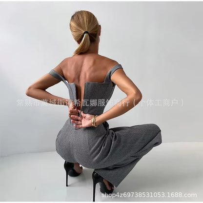 Dam Jumpsuit med Blazer Figurflatterande Högkvalitativt Tyg 3