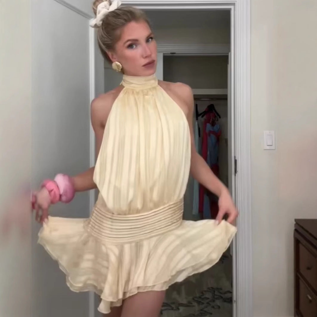 Kvinnors Mini Klänning Rufsad Design Lätt Tyg 6