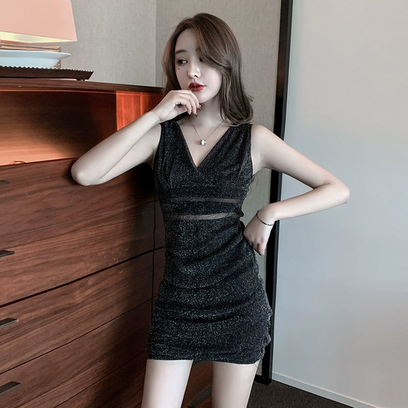 Variant image for Damklänning V-ringning Bodycon Polyester Minikjol-1