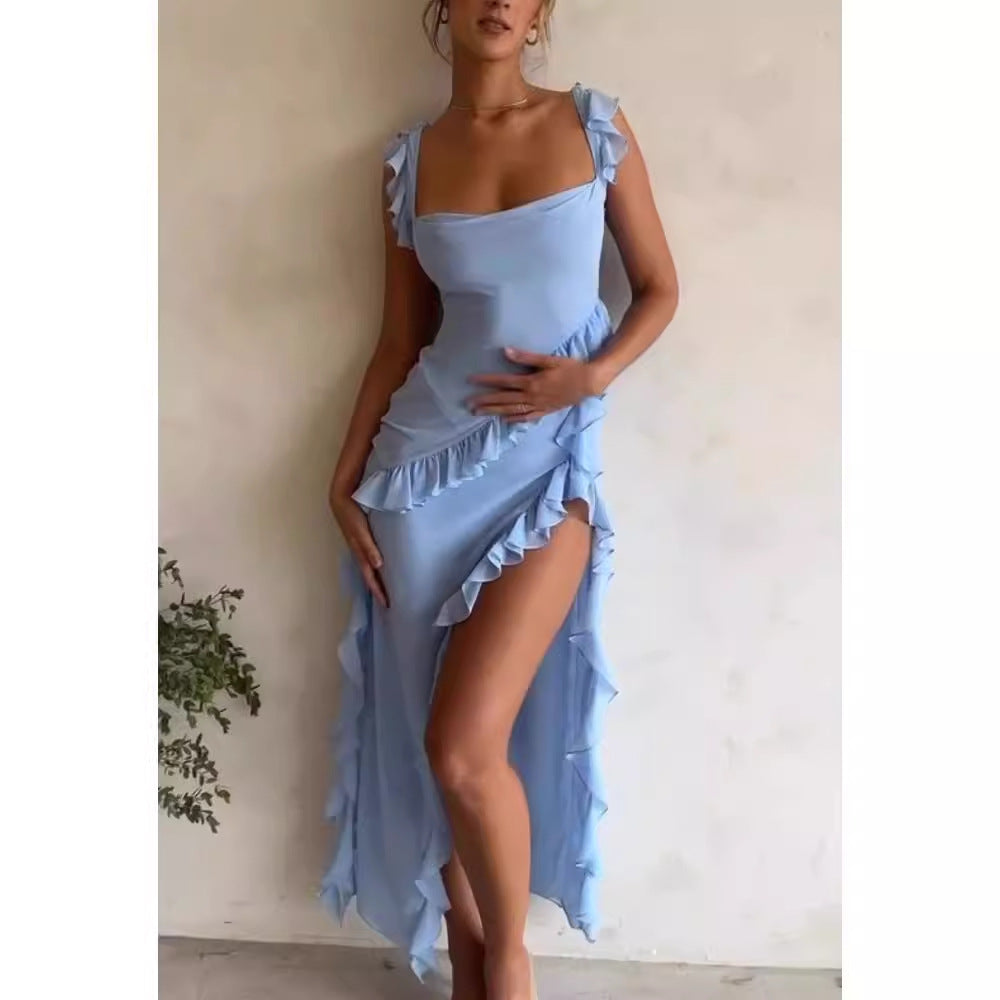 Damklänning Off-Shoulder Rynkad Pearl Chiffon-3