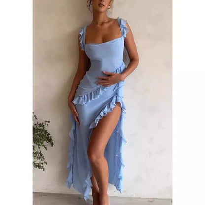 Damklänning Off-Shoulder Rynkad Pearl Chiffon-3