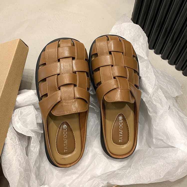 Kvinnors Öppna Sandaler Flätat Syntetiskt Läder Komfortabelt Design 8