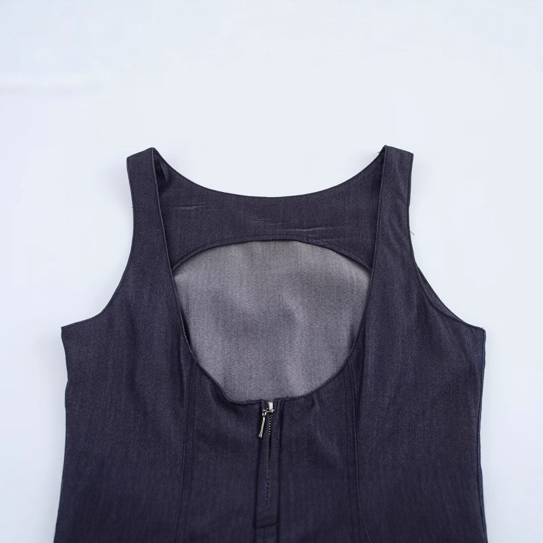 Damklänning A-Line Denim Minilängd Fina Detaljer-4