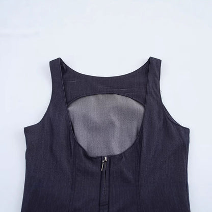 Damklänning A-Line Denim Minilängd Fina Detaljer-4