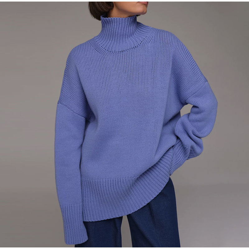 Dam Stickad Turtleneck Tröja Mjuk Ull 17