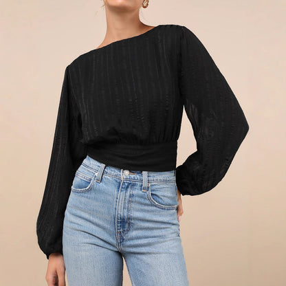 Dam Chiffongtröja Blommig Slim Fit Långa Ärmar-4