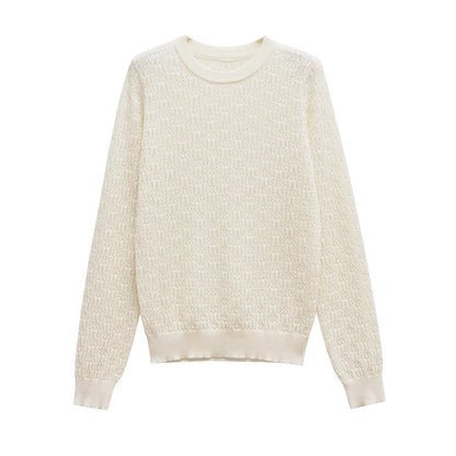 Stickad Dam Tröja med Rund Hals och Detaljerat Mönster i Akryl – Bekväm och Stilren för Vardagsbruk 5