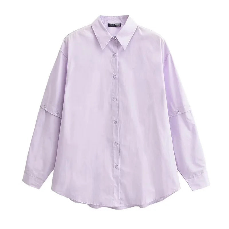 Vit Dam Blus Överdimensionerad Bomull Skjortablus 6