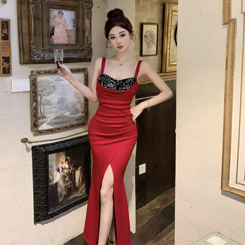 Variant image for Kvinnors Tvådelad Klänning Fyrkantig Halsringning Paljetter Polyester-1